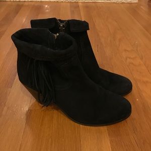 Sam Edelman Black Suede Louie Fringe Bootie Size 9